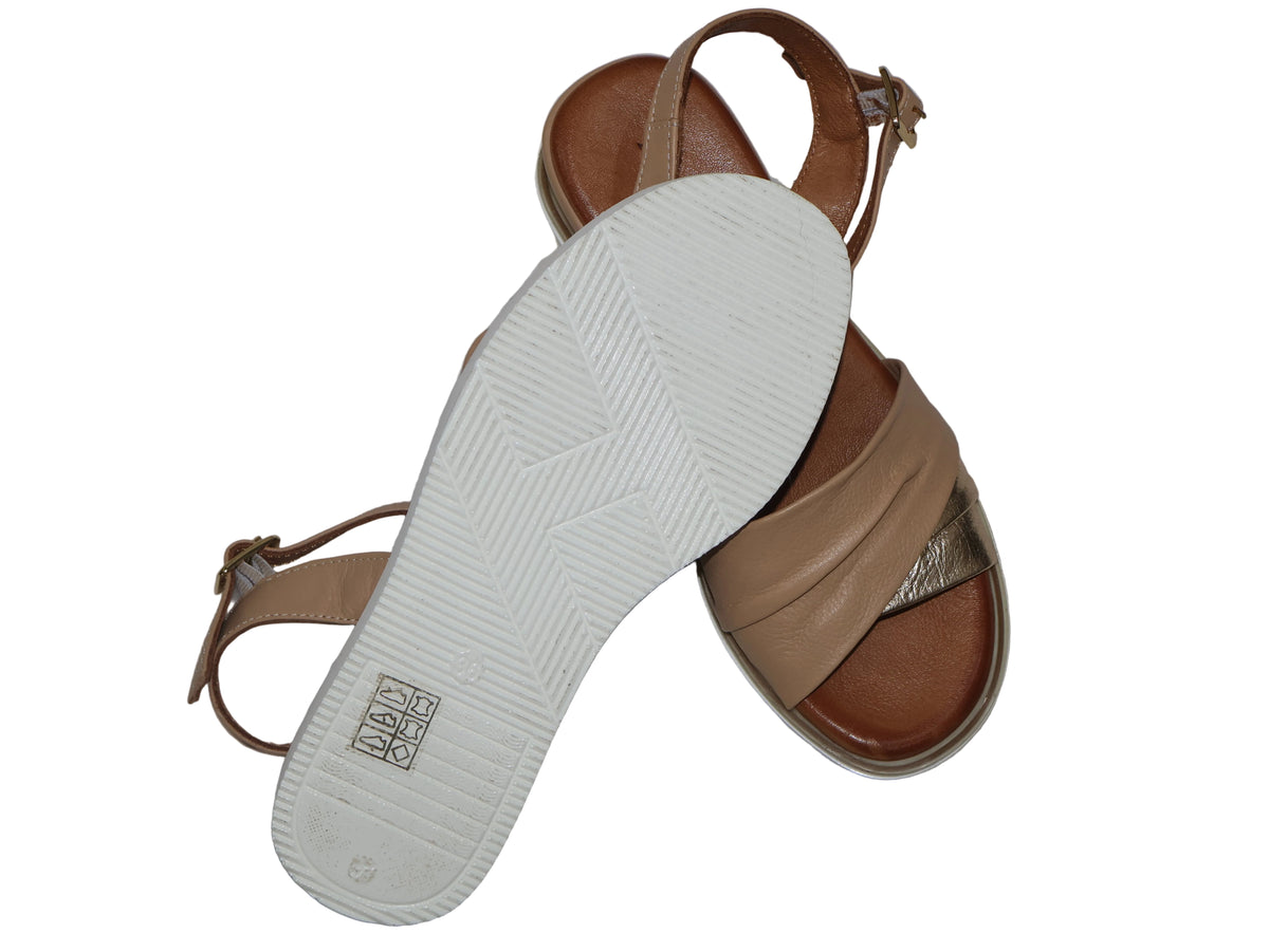 Sandale din piele naturală – Nude & Auriu