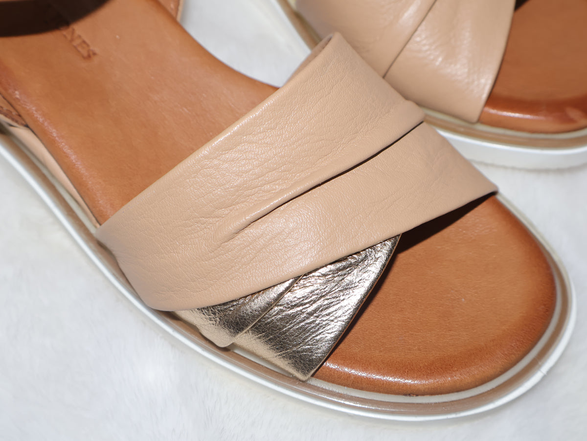 Sandale din piele naturală – Nude & Auriu