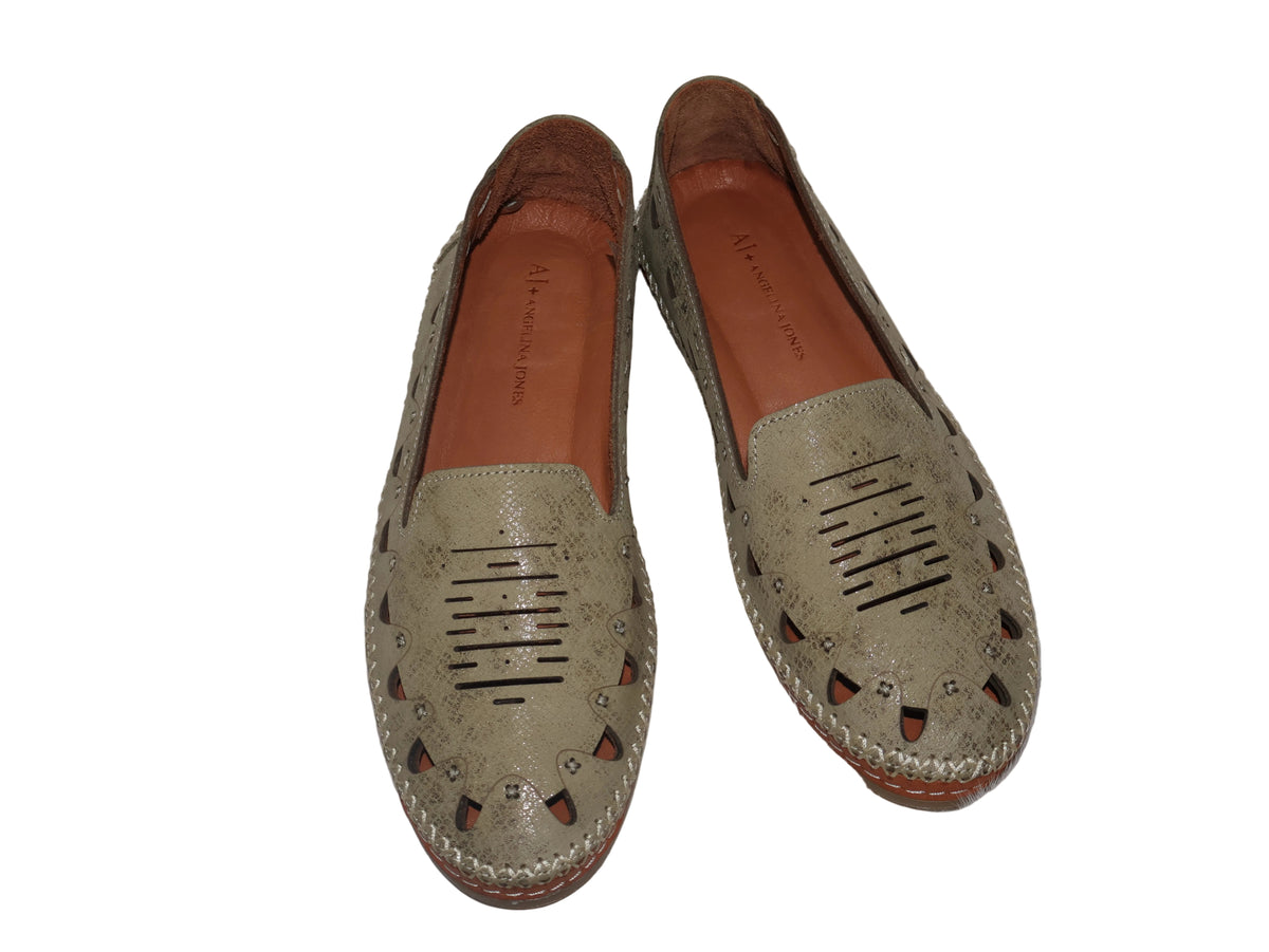 Pantofi din piele naturală perforată – Verde