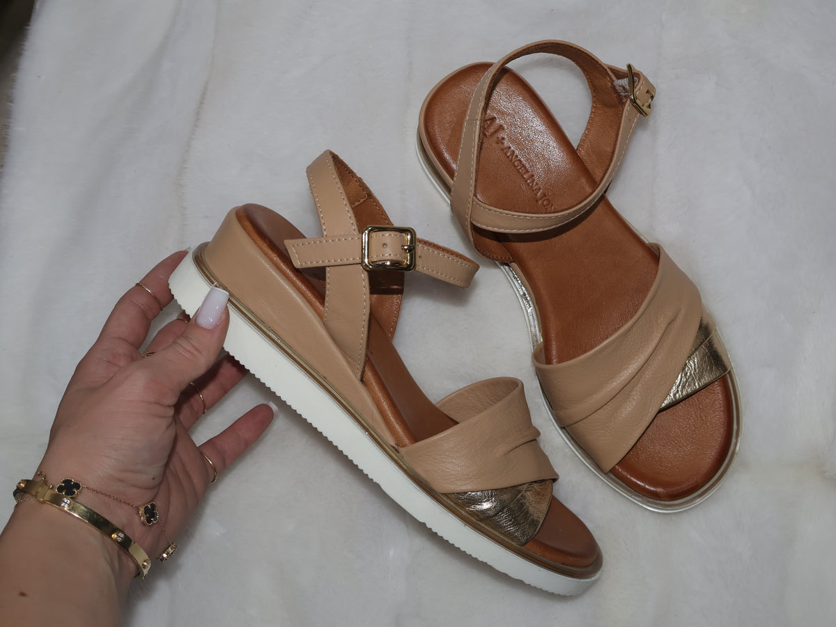 Sandale din piele naturală – Nude & Auriu