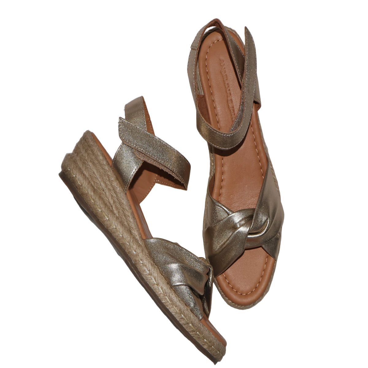 Sandale Espadrile din Piele Naturală – Auriu