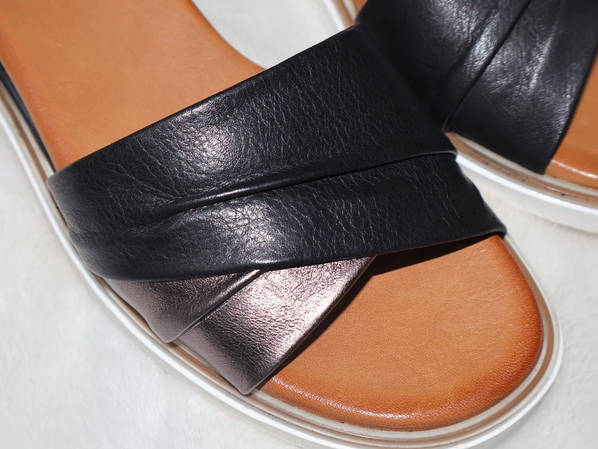 Sandale din piele naturală – Negru & Bronz