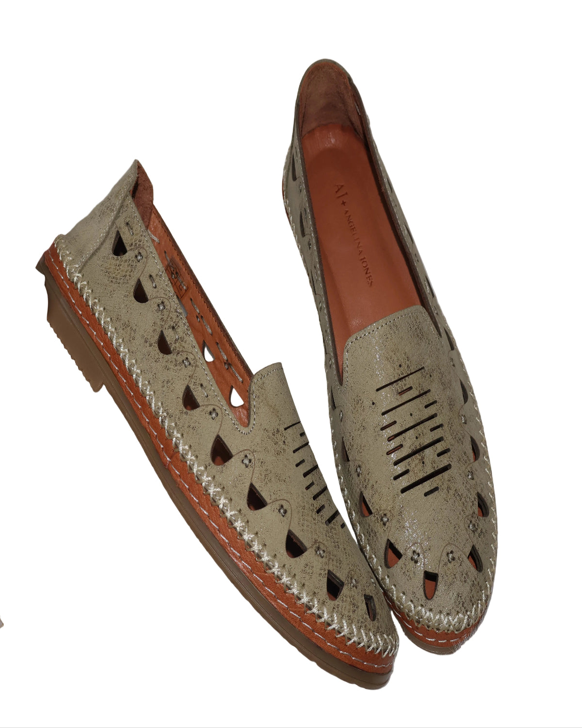 Pantofi din piele naturală perforată – Verde