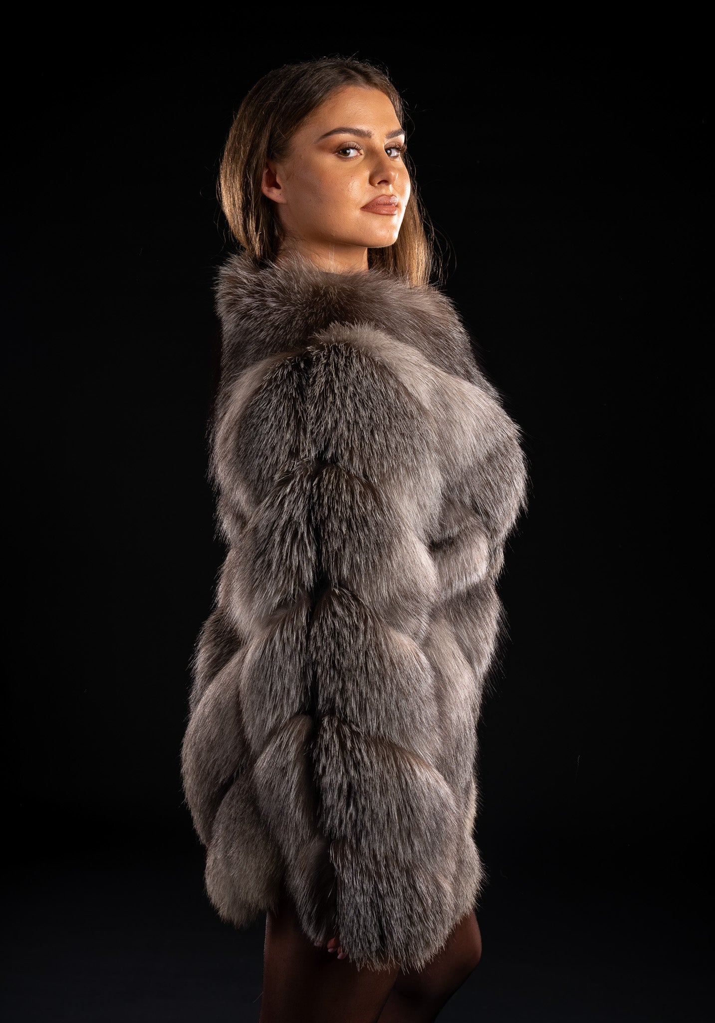 HAINA DIN BLANA NATURALA DE VULPE ARGINTIE IN V 2IN1, FROST 006