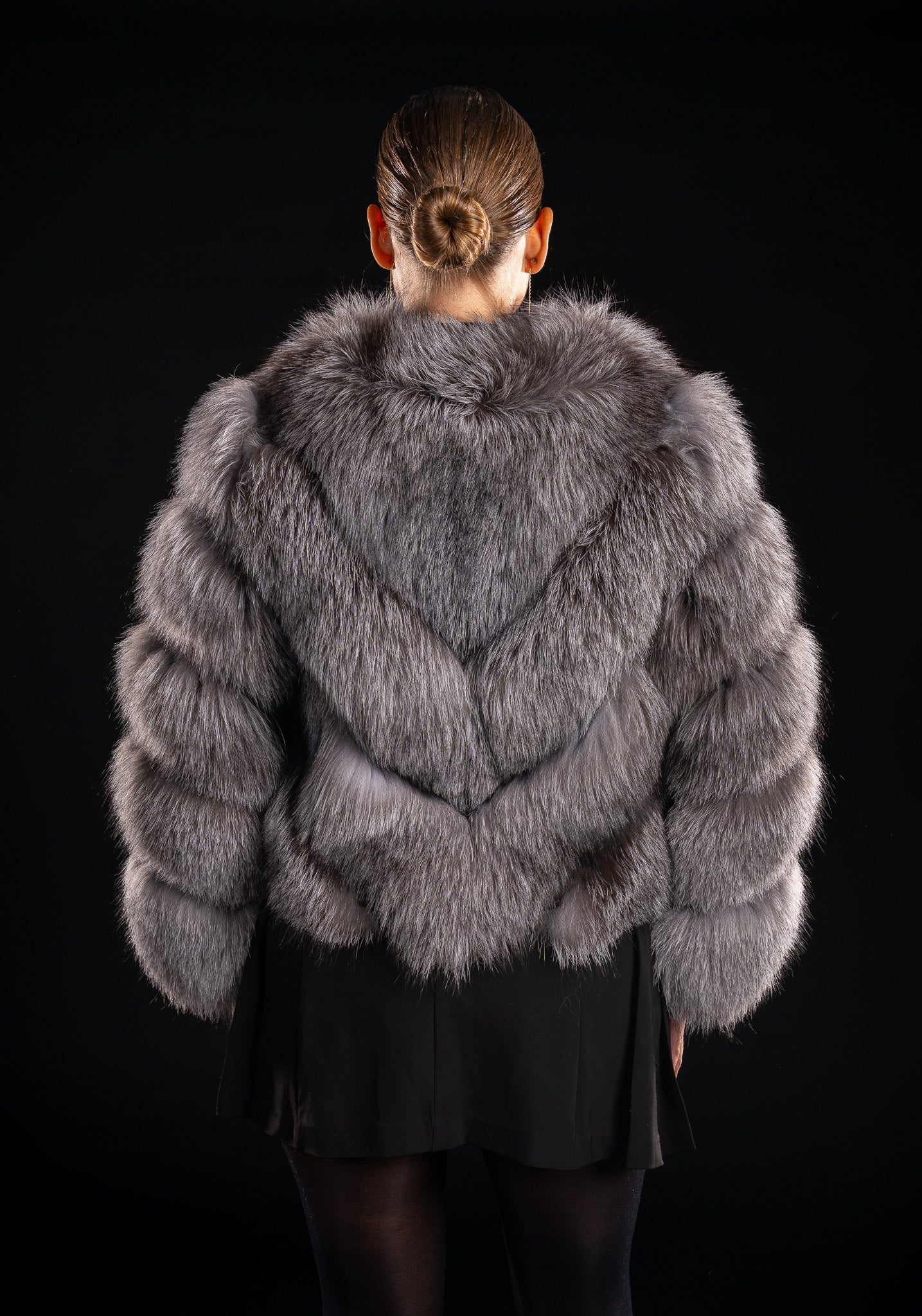 HAINA DIN BLANA NATURALA DE VULPE ARGINTIE IN V, 2IN1, FROST 010