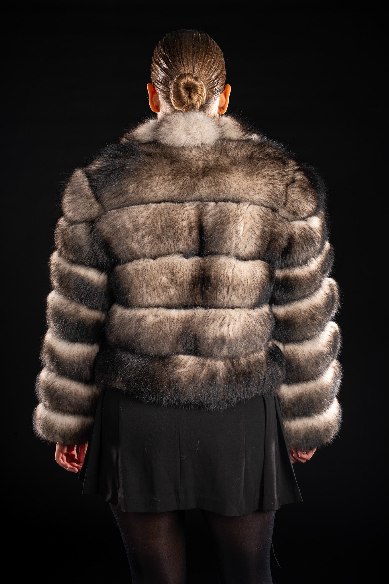 HAINA DIN BLANA NATURALA DIN VULPE POLARA CU GULER REVER, DARKSABLE 014