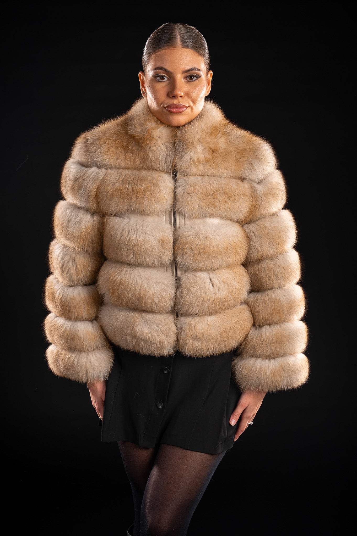 HAINA DIN BLANA NATURALA DE VULPE POLARA CU GULER TUNICA, LIGHTSABLE 015