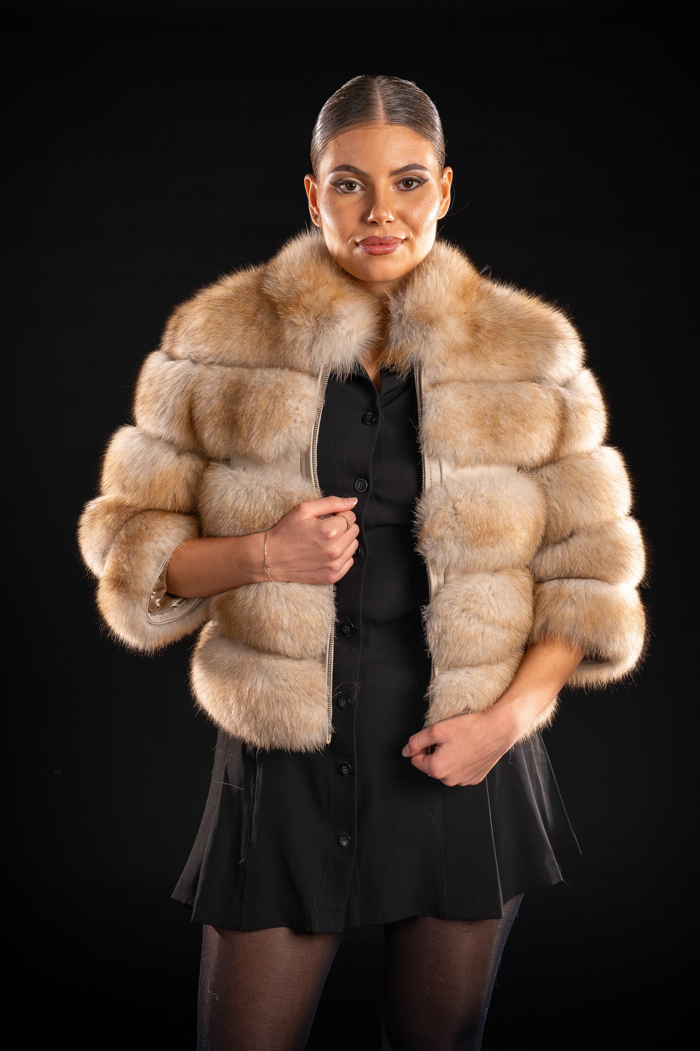 HAINA DIN BLANA NATURALA DE VULPE POLARA CU GULER TUNICA, LIGHTSABLE 015