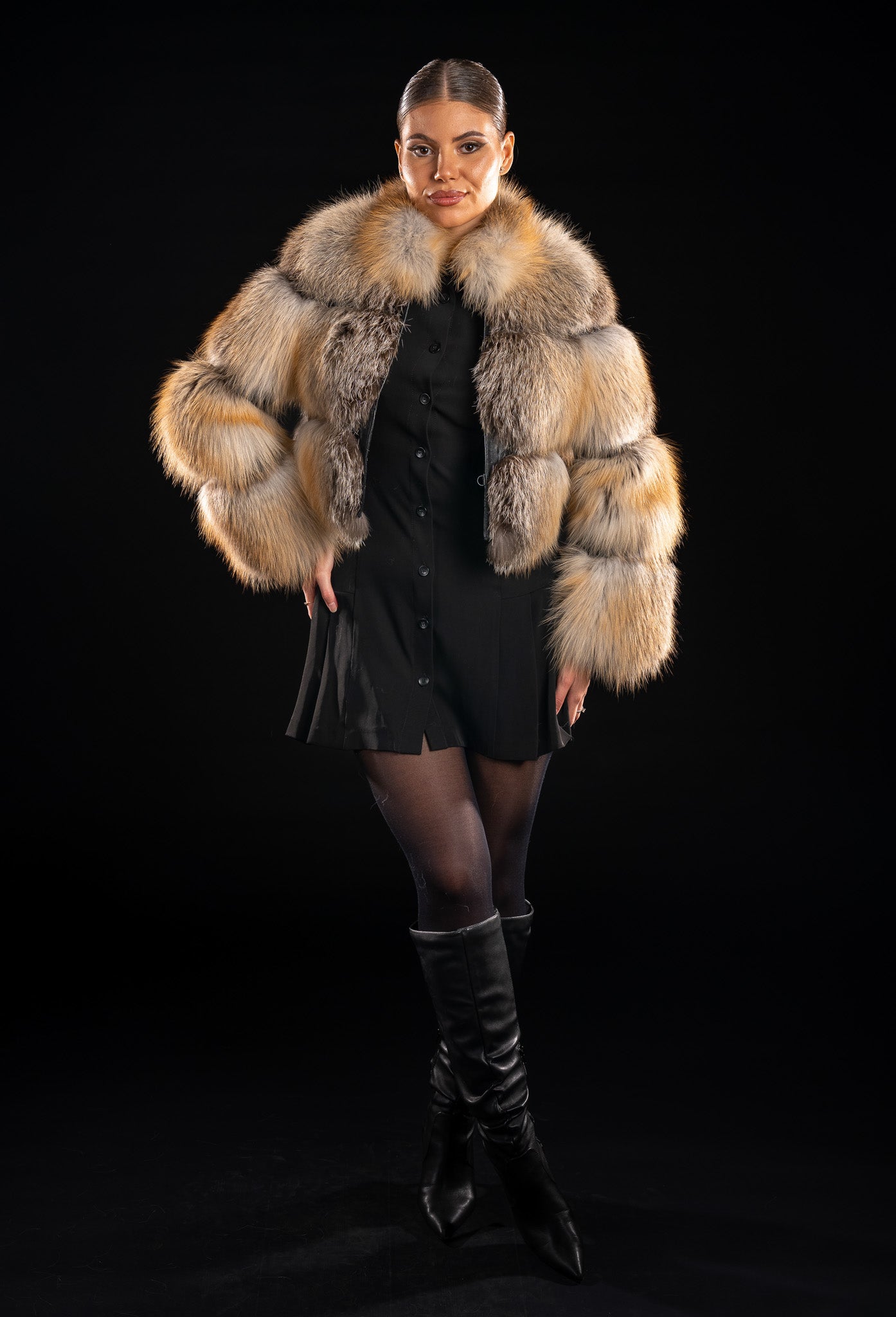 HAINA DIN BLANA NATURALA DE VULPE GOLDISLAND, GULER TUNICA 020