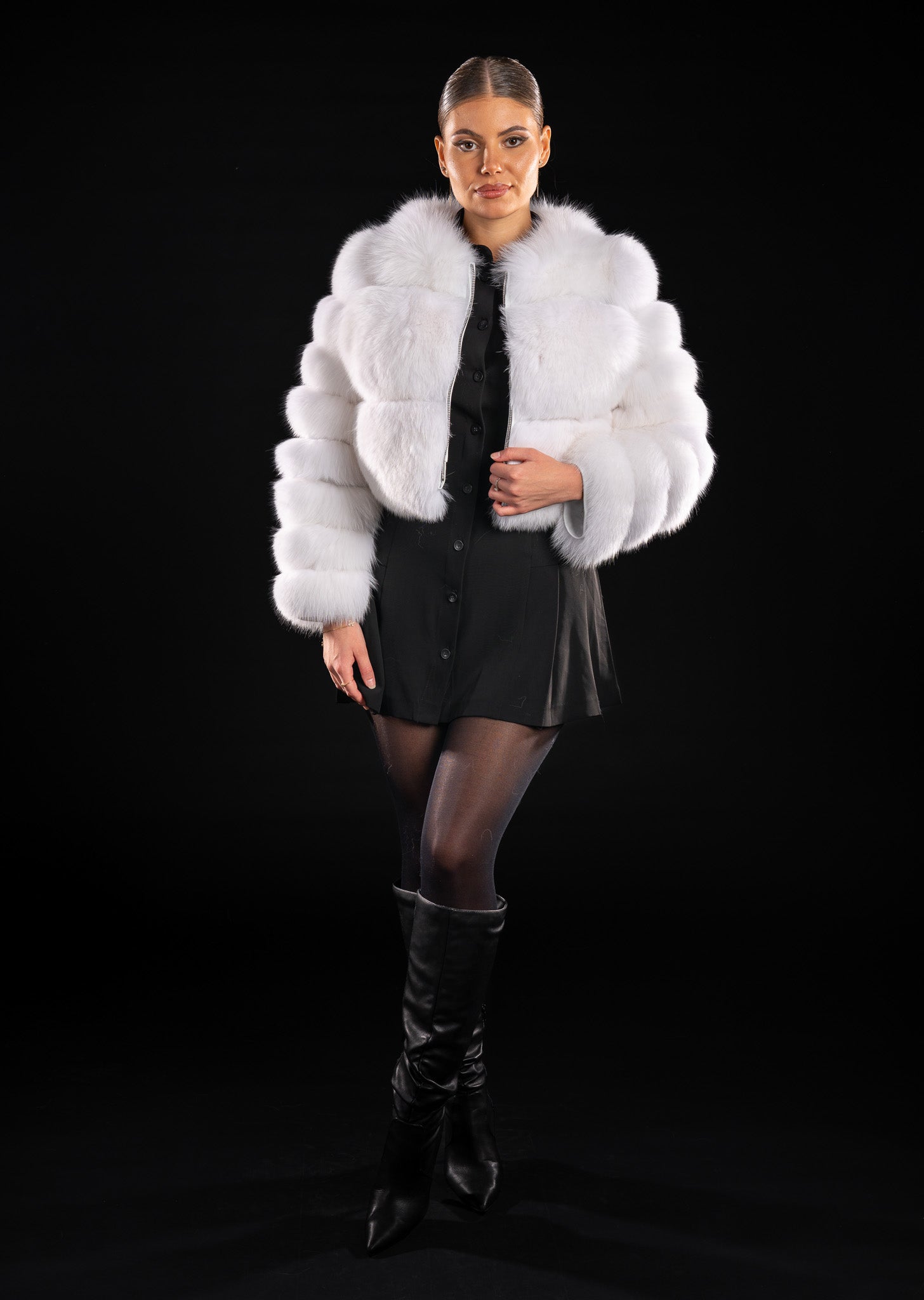 HAINA DIN BLANA NATURALA DE VULPE POLARA 3 RANDURI, POLAR 022