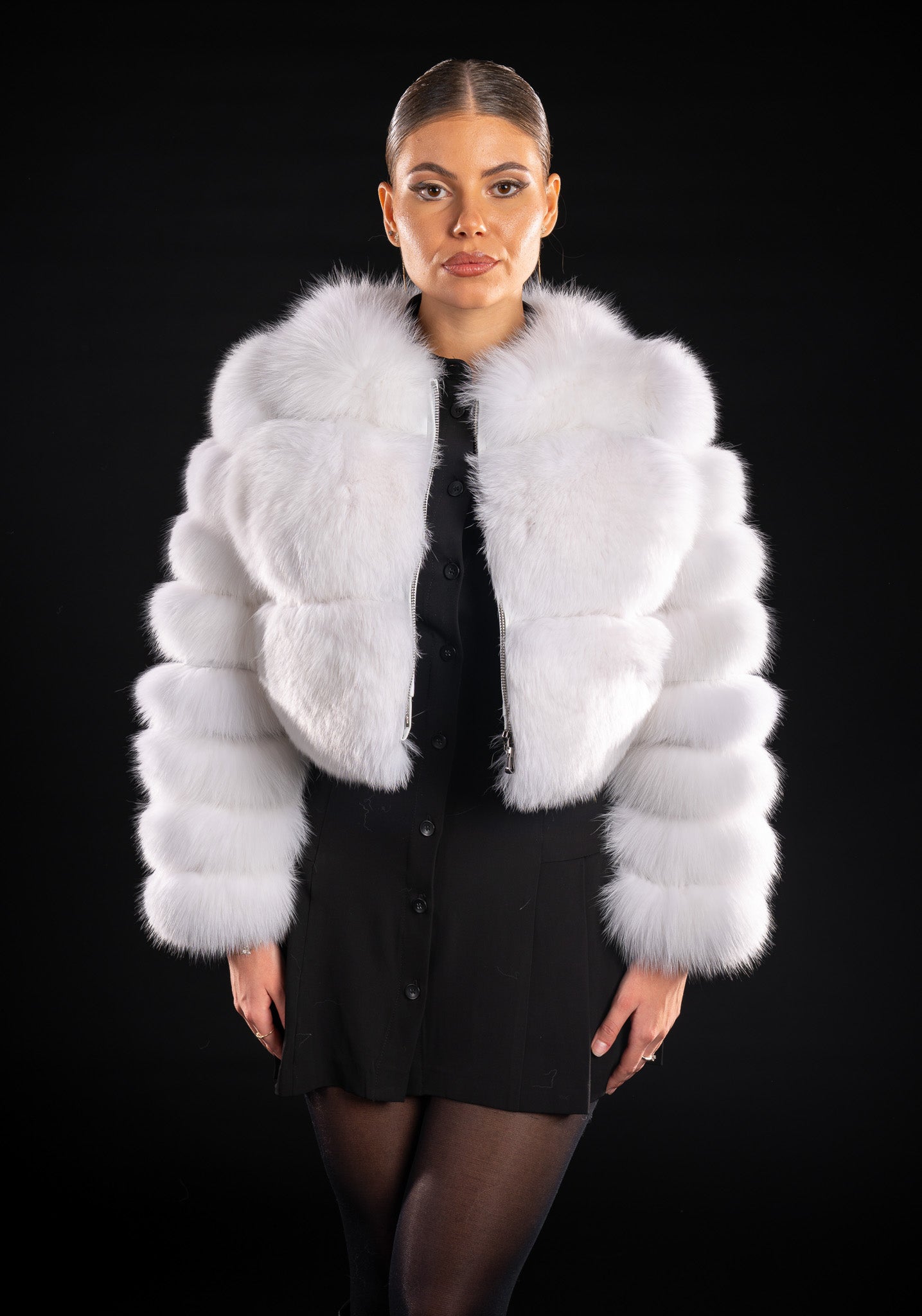 HAINA DIN BLANA NATURALA DE VULPE POLARA 3 RANDURI, POLAR 022