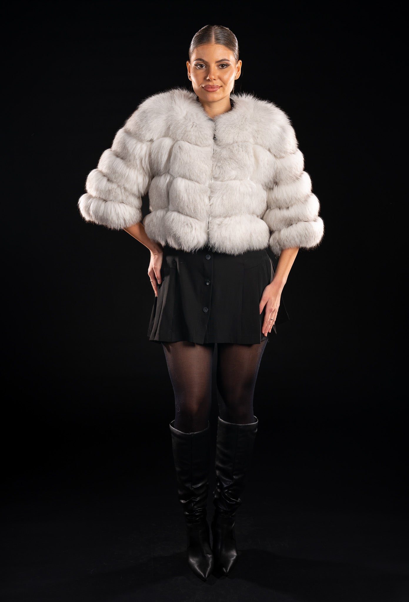 HAINA DIN BLANA NATURALA DE VULPE POLARA MANECA 3/4, POLAR 024