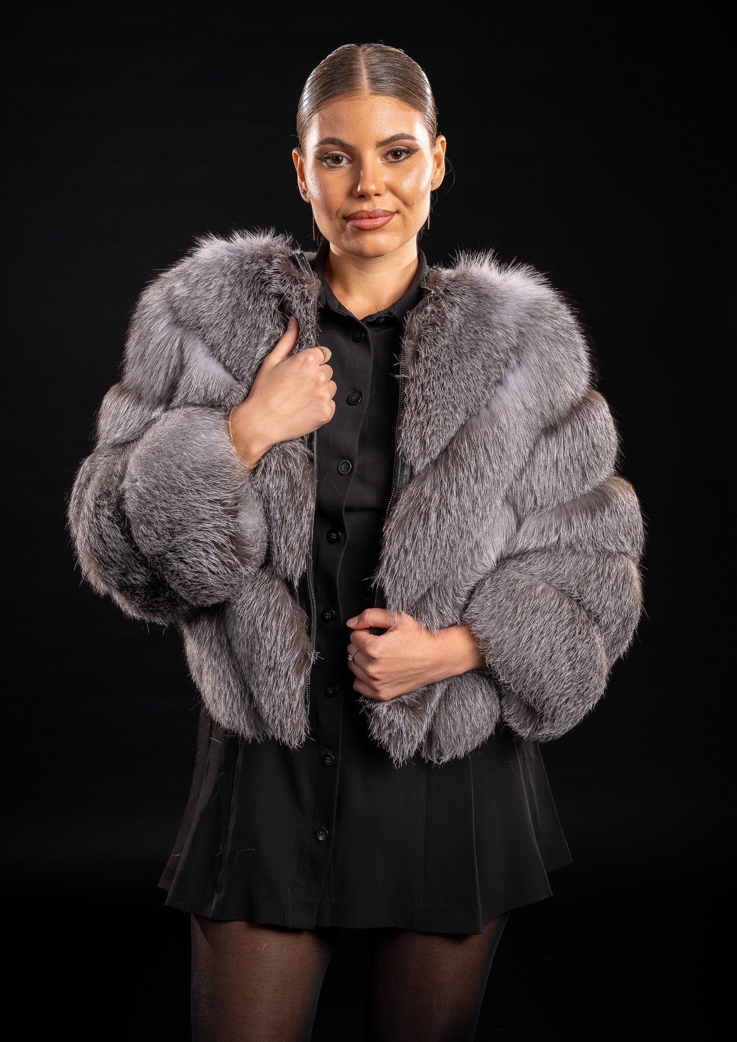 HAINA DIN BLANA NATURALA DE VULPE ARGINTIE IN V 3IN1, FROST 005