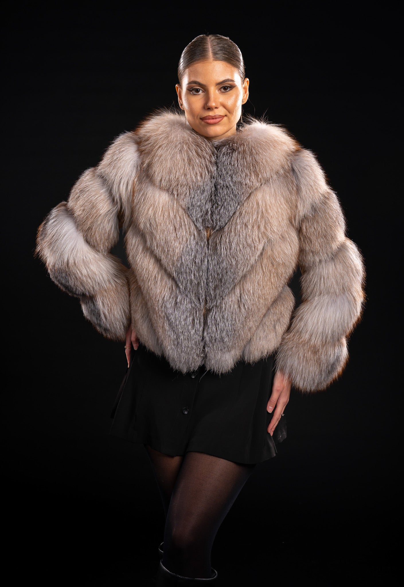 HAINA DIN VULPE NATURALA CANADIANA GOLD, MODEL V