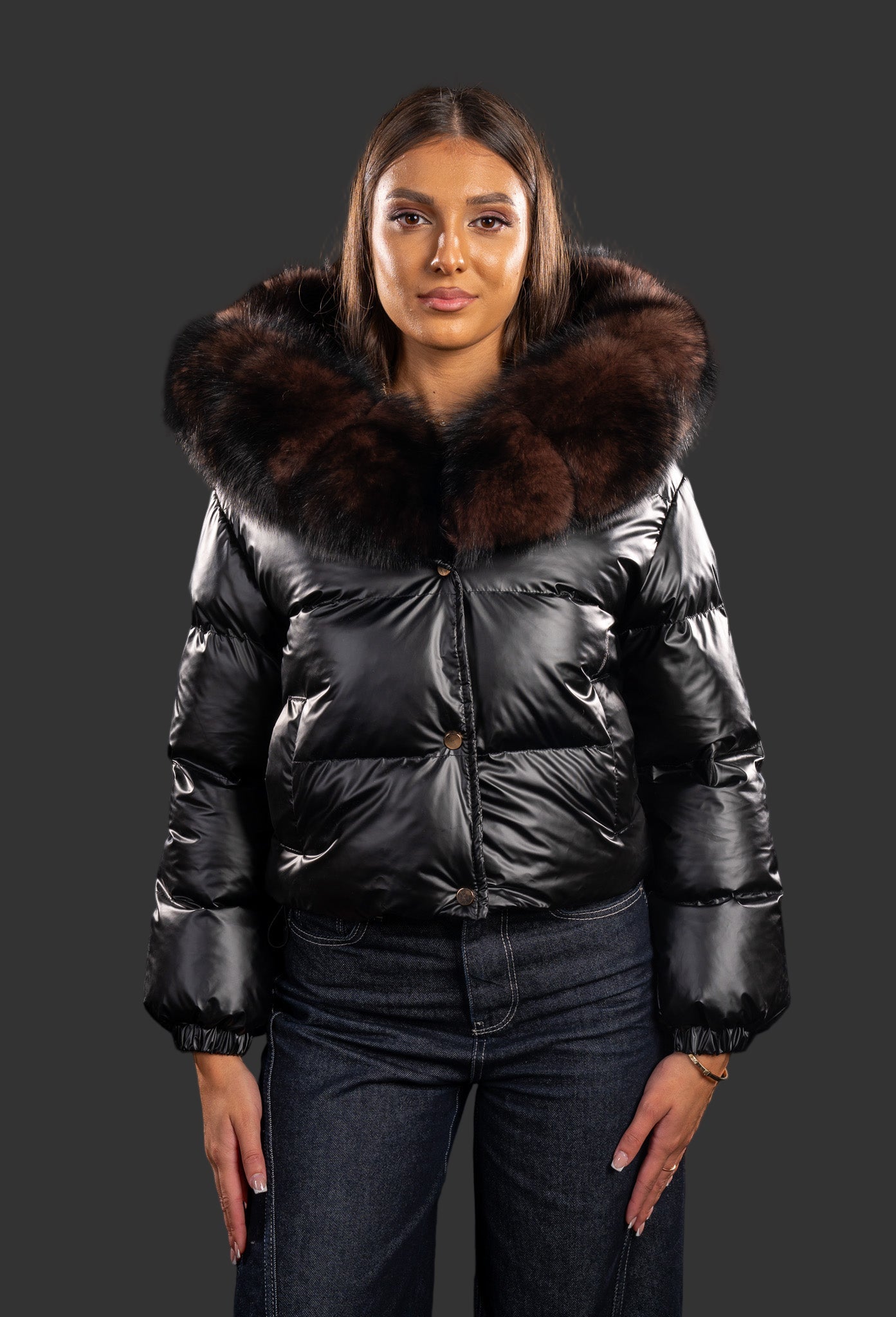 GEACA SCURTA CU GLUGA DIN VULPE NATURALA 106