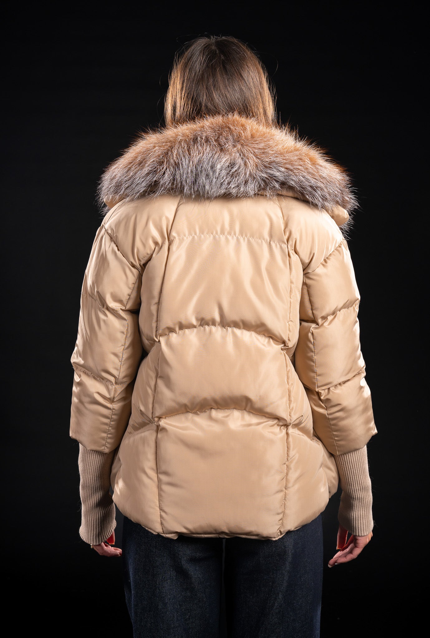 GEACA CU BLANA NATURALA DE VULPE CANADIANA DETASABILA