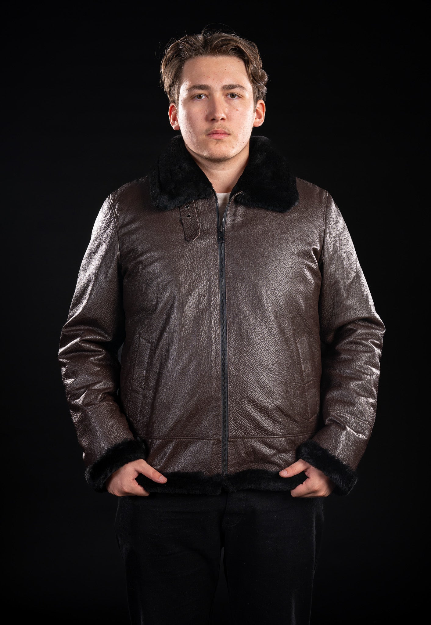 COJOC DIN PIELE NATURALA IMBLANIT - STIL AVIATOR