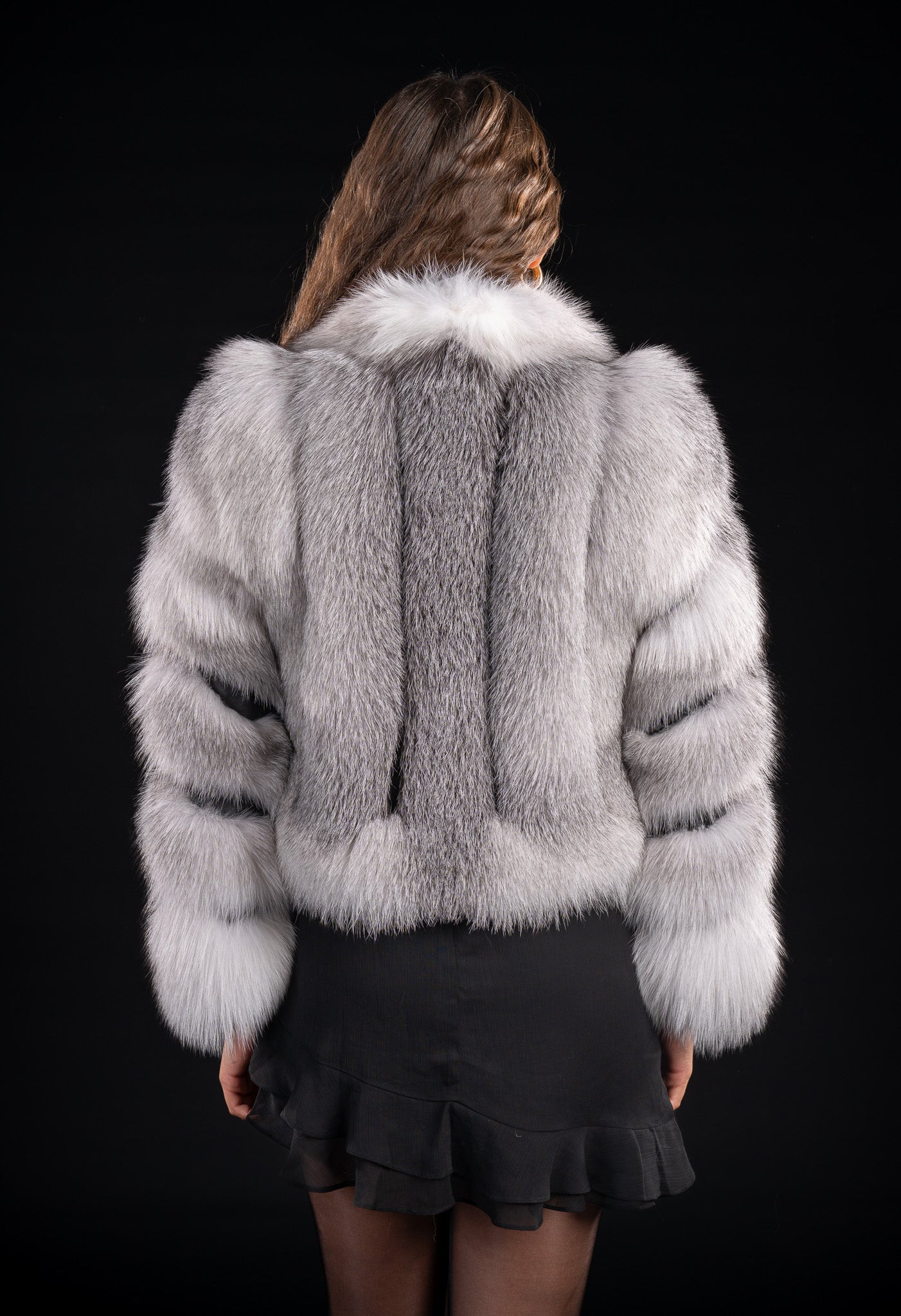 HAINA DIN BLANA NATURALA DE VULPE ARTICA CU GULER REVER 032