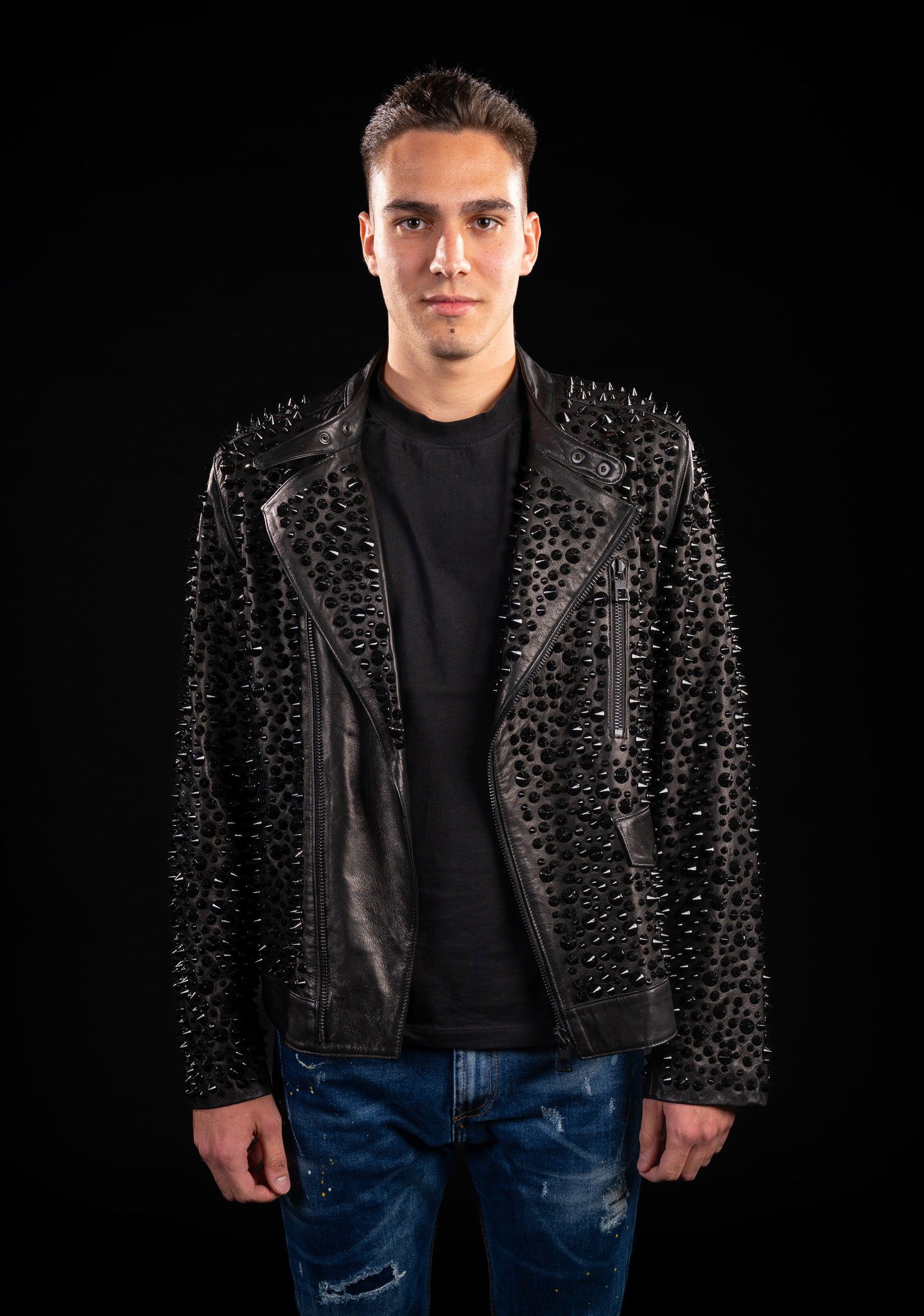 GEACA BIKER DIN PIELE NATURALA CU TINTE B06