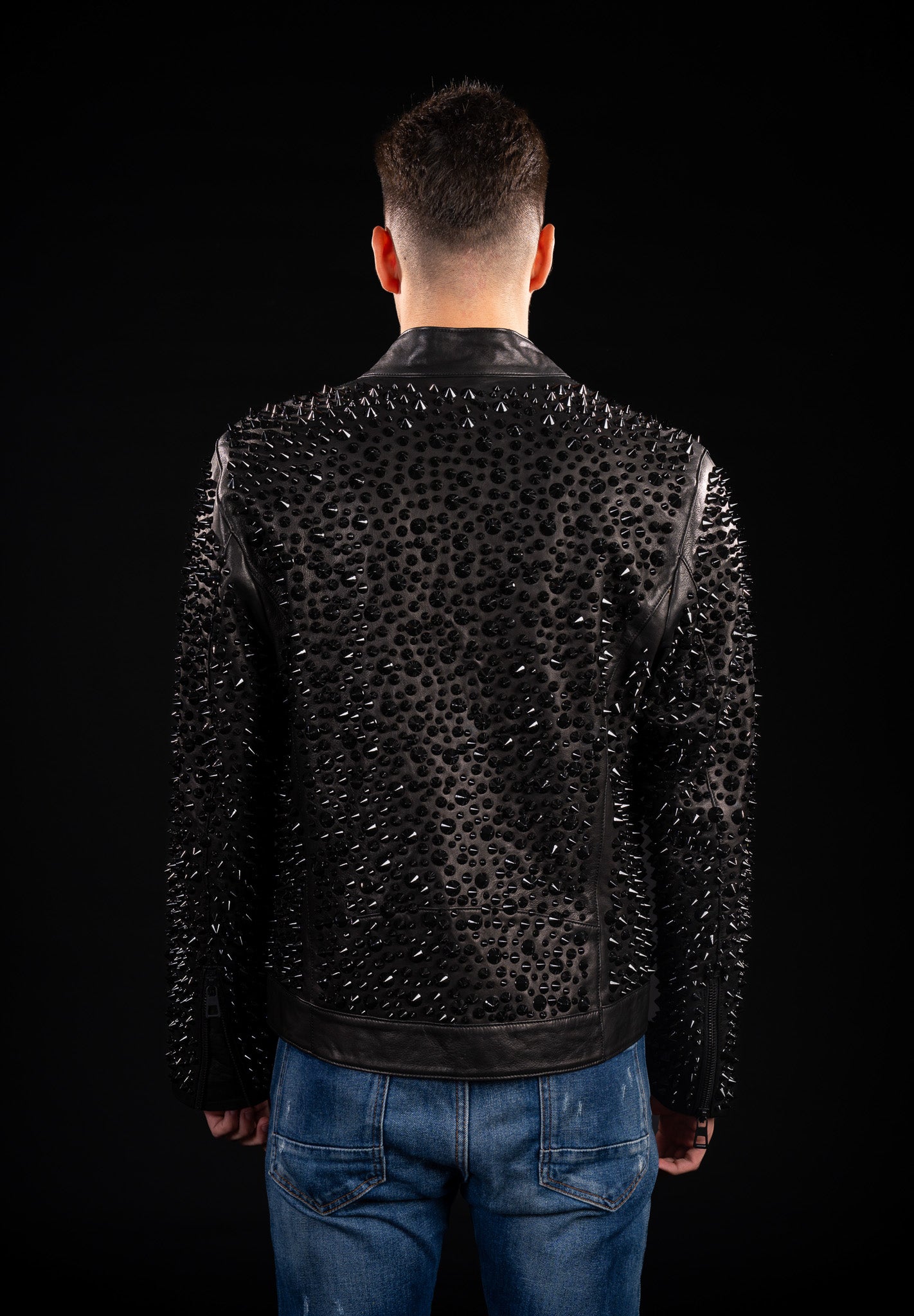 GEACA BIKER DIN PIELE NATURALA CU TINTE B06