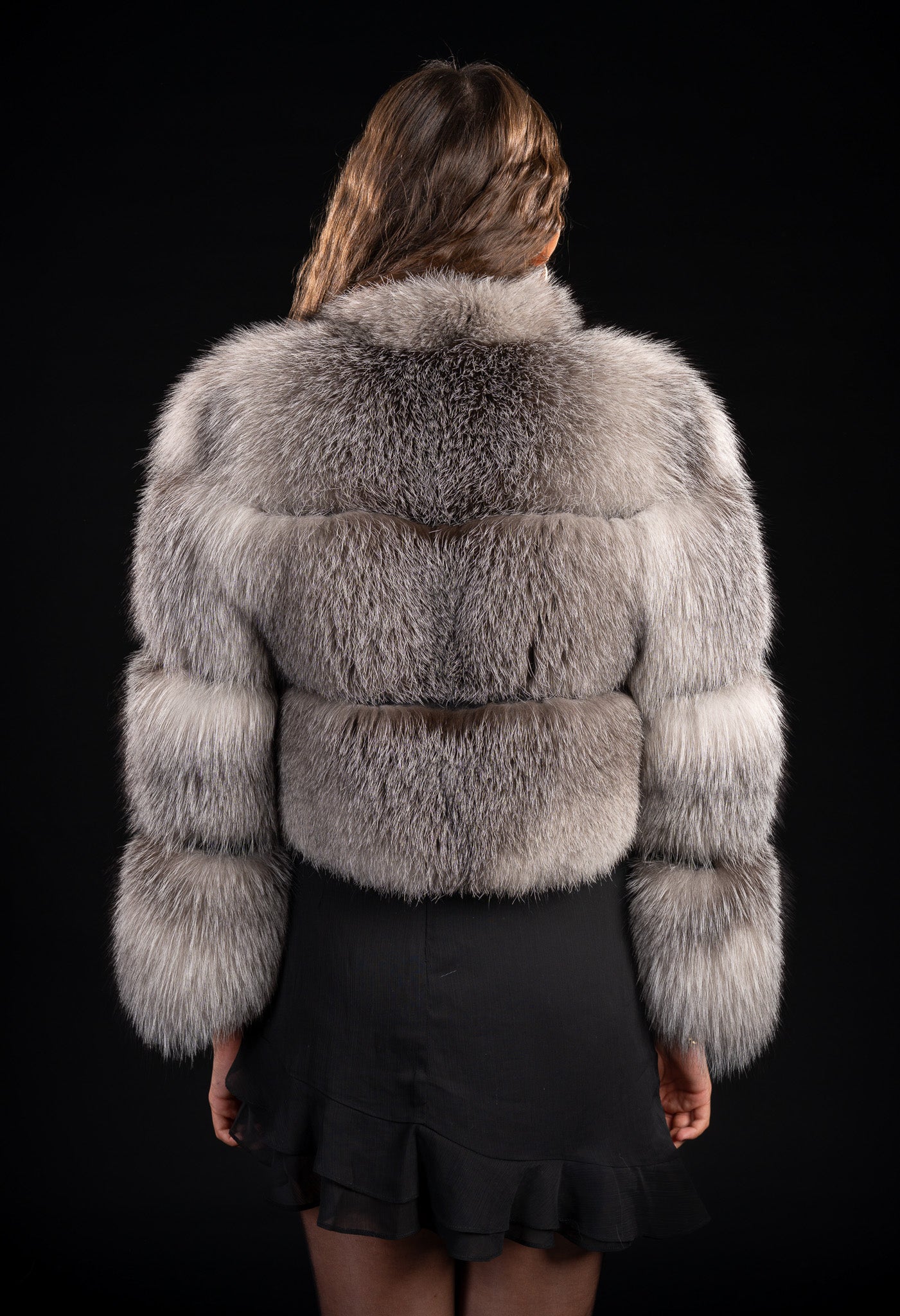 HAINA DIN BLANA NATURALA DE VULPE ARGINTIE , GULER TUNICA 026