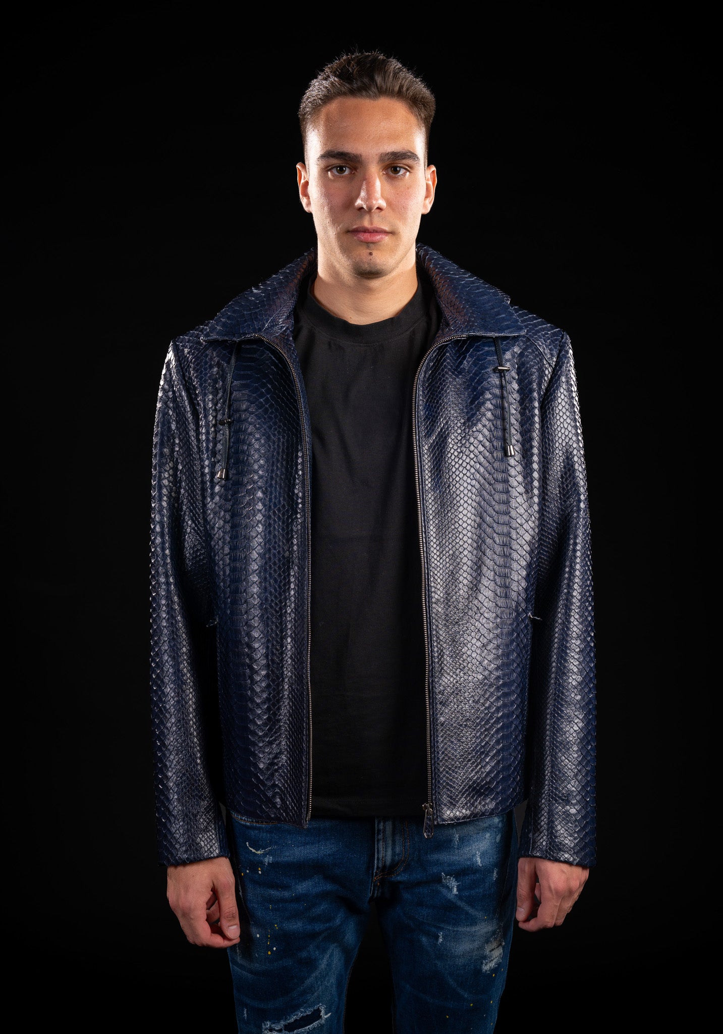 GEACA DIN PIELE NATURALA DE PITON CU GLUGA DETASABILA  - BARBATI B02