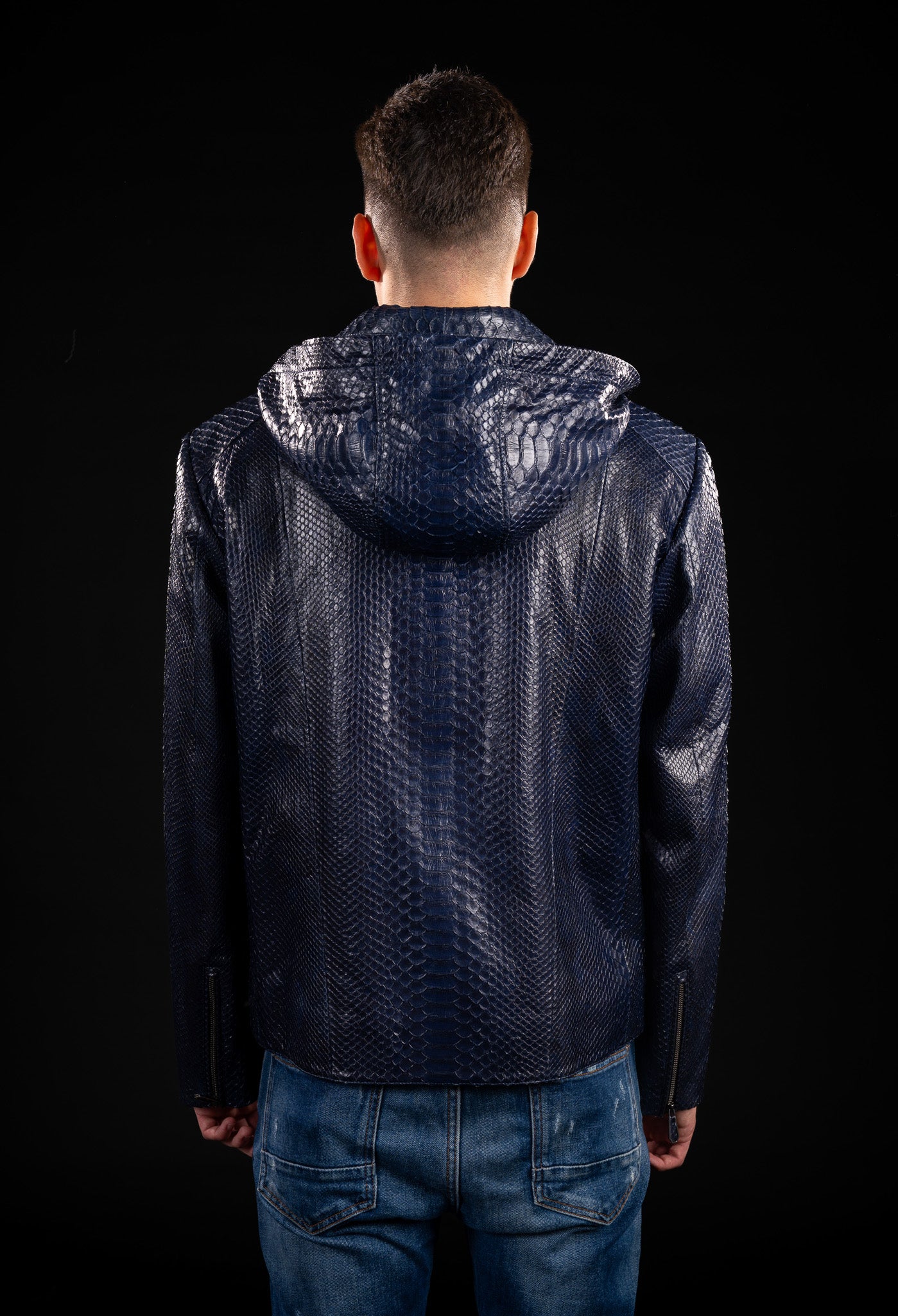 GEACA DIN PIELE NATURALA DE PITON CU GLUGA DETASABILA  - BARBATI B02