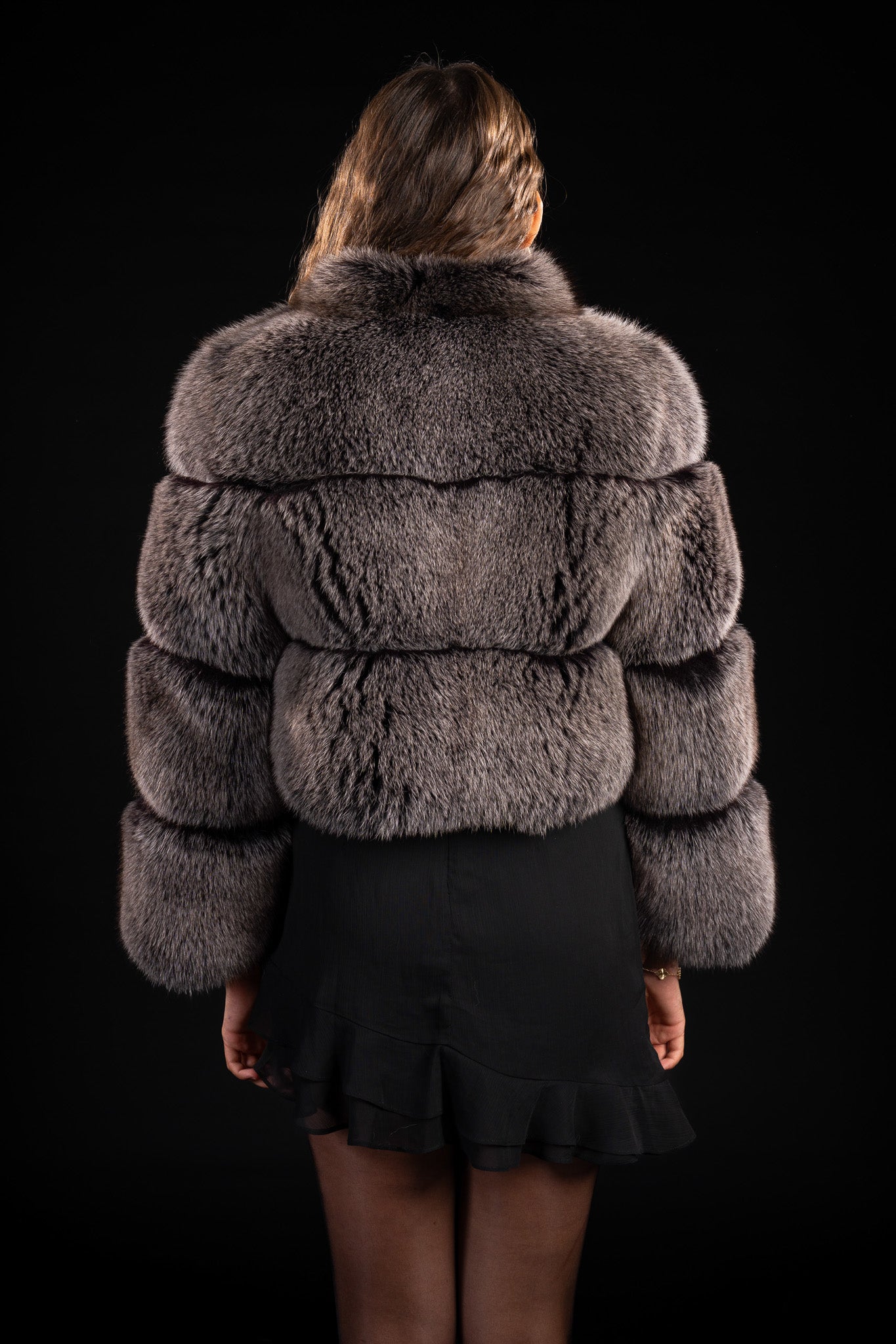 HAINA DIN BLANA NATURALA DE VULPE POLARA ARGINTIE , GULER TUNICA 022