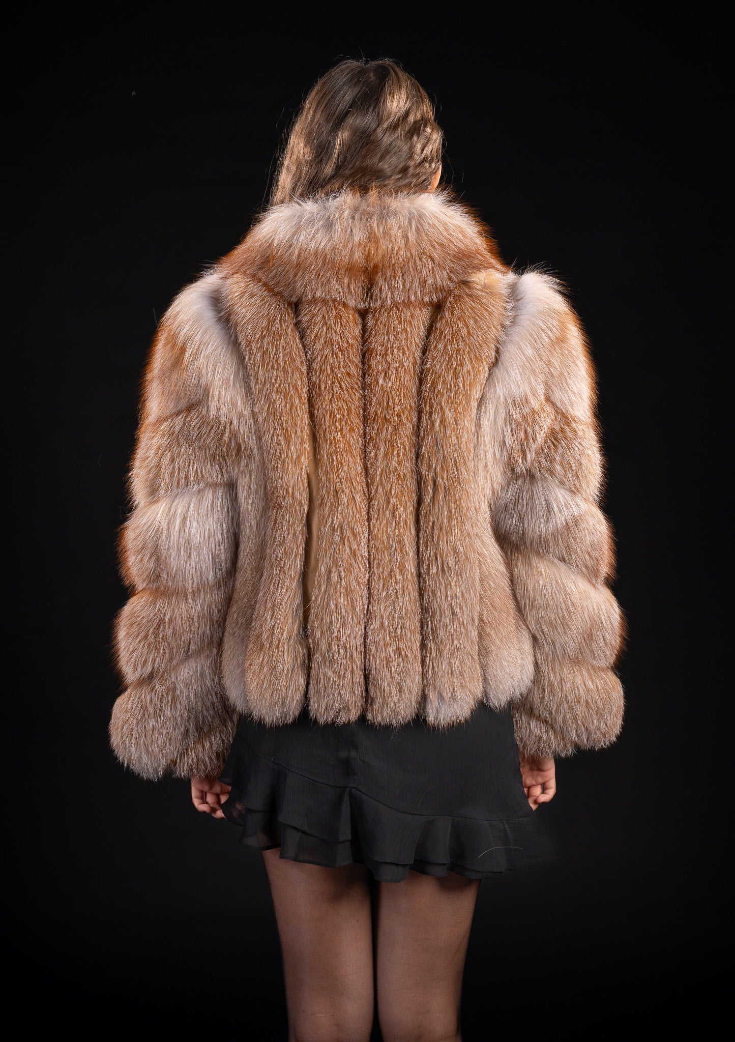 HAINA DIN BLANA NATURALA DE VULPE CANADIANA , GULER REVER , GOLD 022