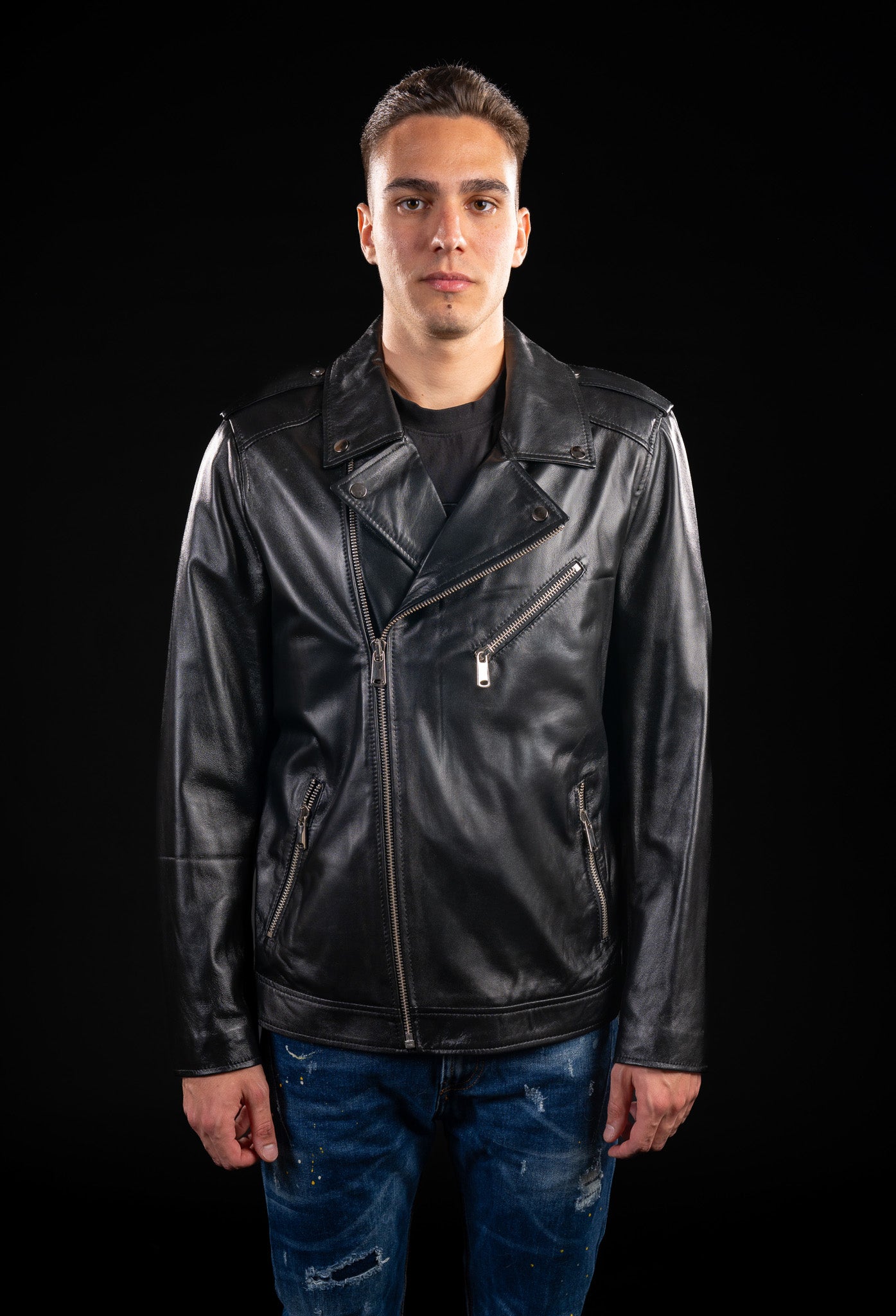 GEACA DIN PIELE NATURALA MODEL BIKER B07