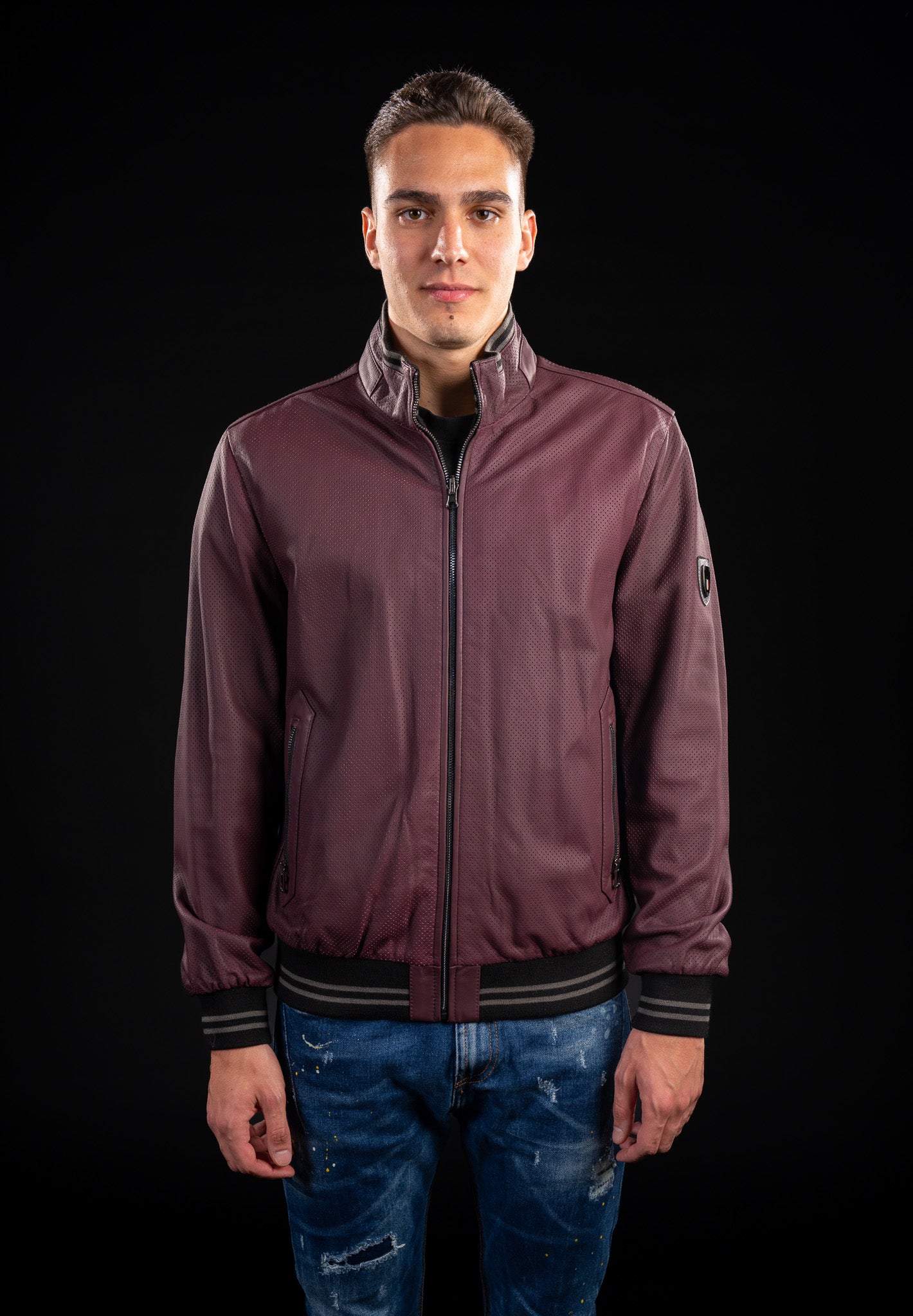 GEACA DIN PIELE NATURALA DE BARBATI PERFORATA REVERSIBILA B11