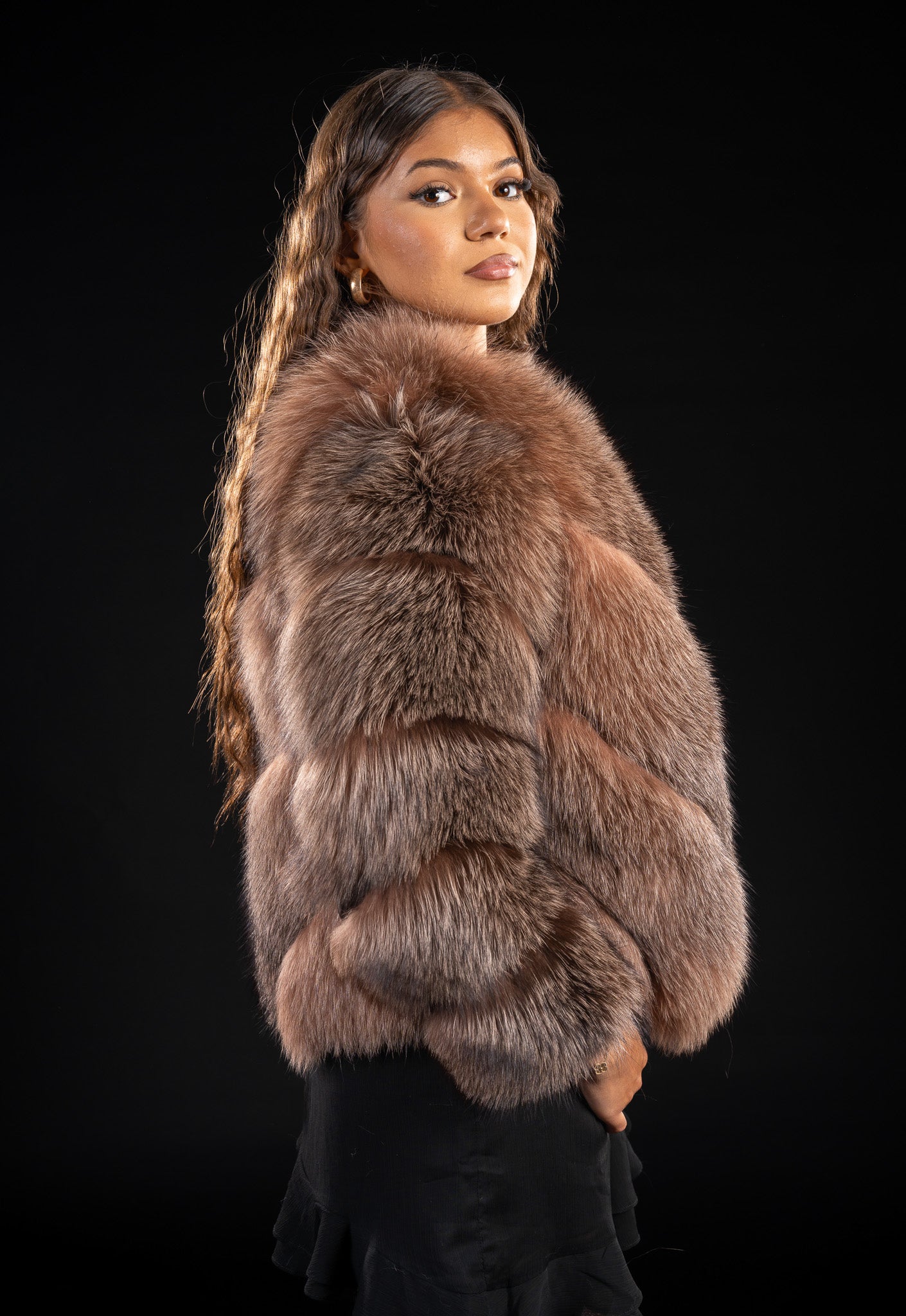 HAINA DIN BLANA NATURALA DE VULPE CANADIANA , MODEL V