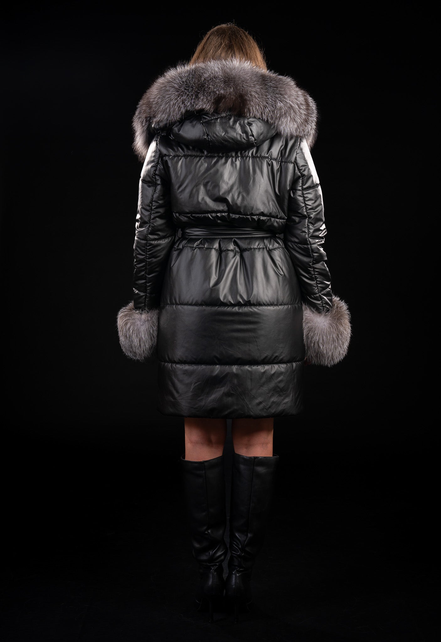 GEACA LUNGA FAS CU BLANA NATURALA DE VULPE ARGINTIE DETASABILA