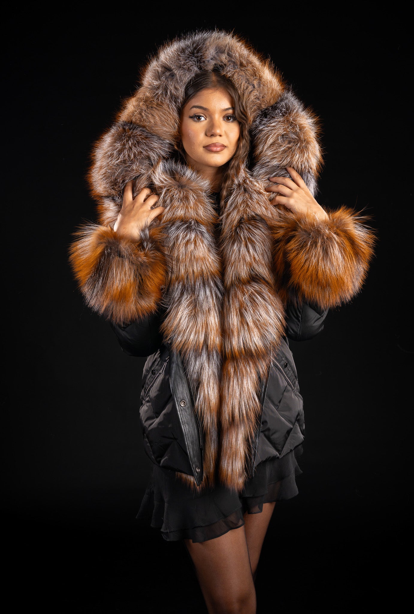 GEACA PARKA CU BLANA NATURALA DE VULPE CANADIANA DETASABILA