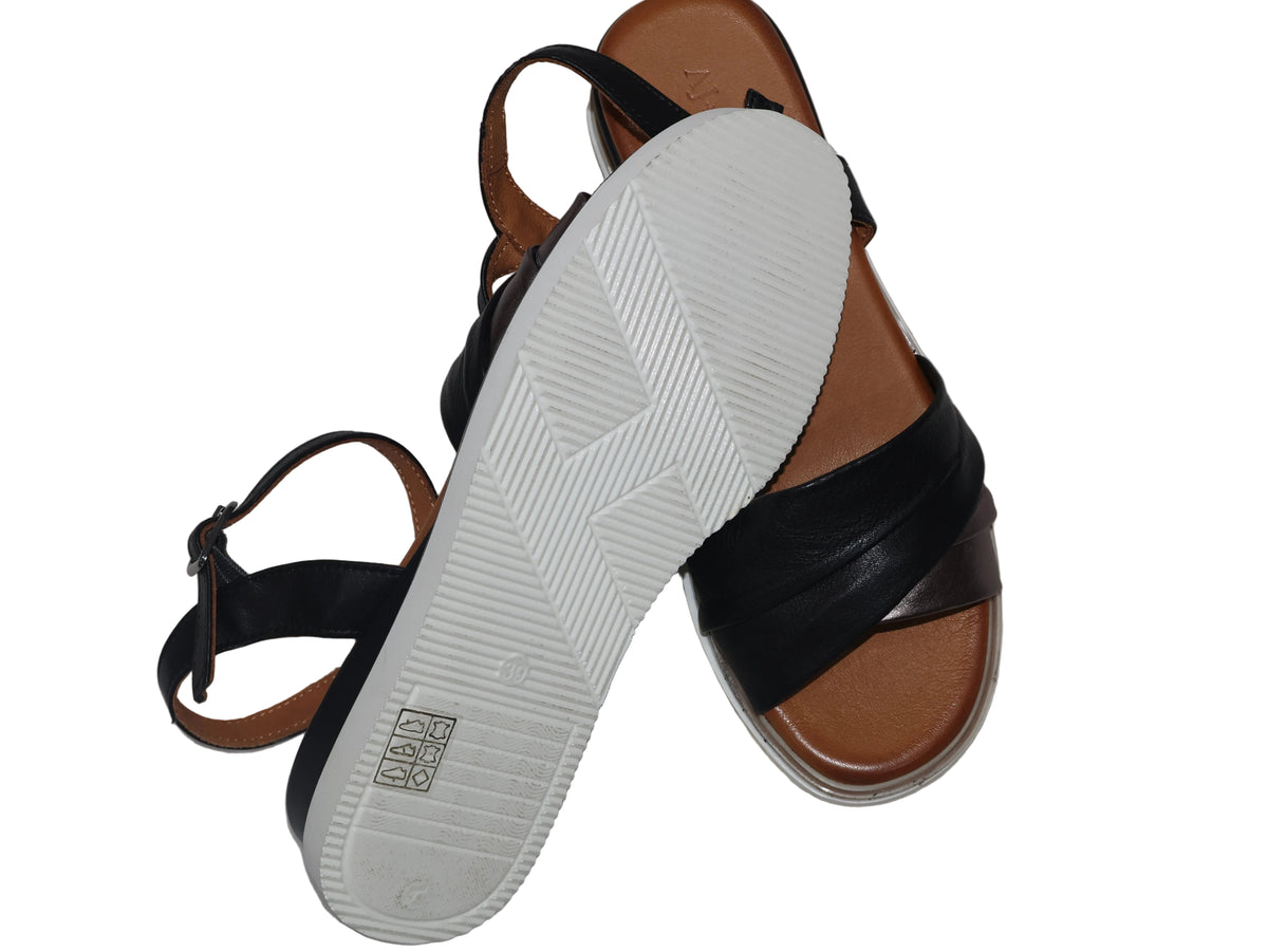 Sandale din piele naturală – Negru & Bronz