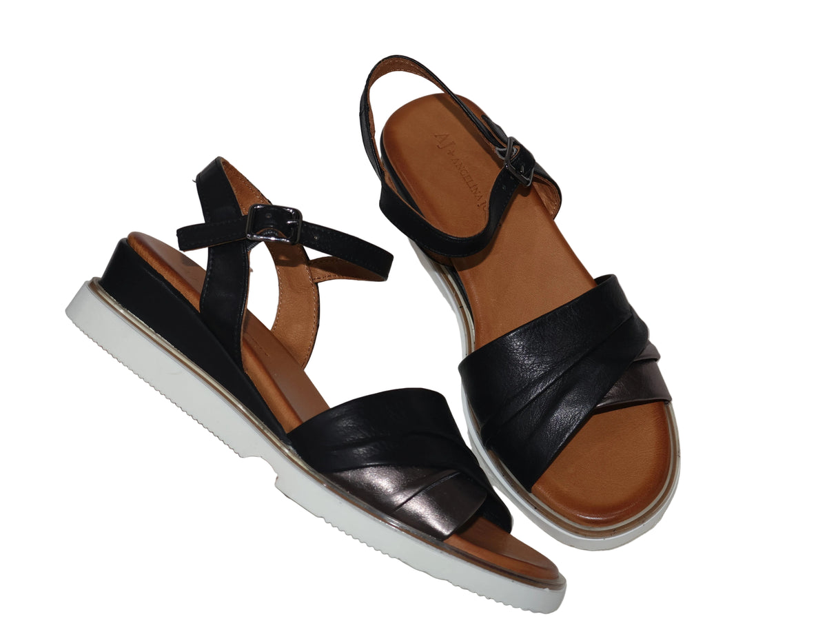 Sandale din piele naturală – Negru & Bronz