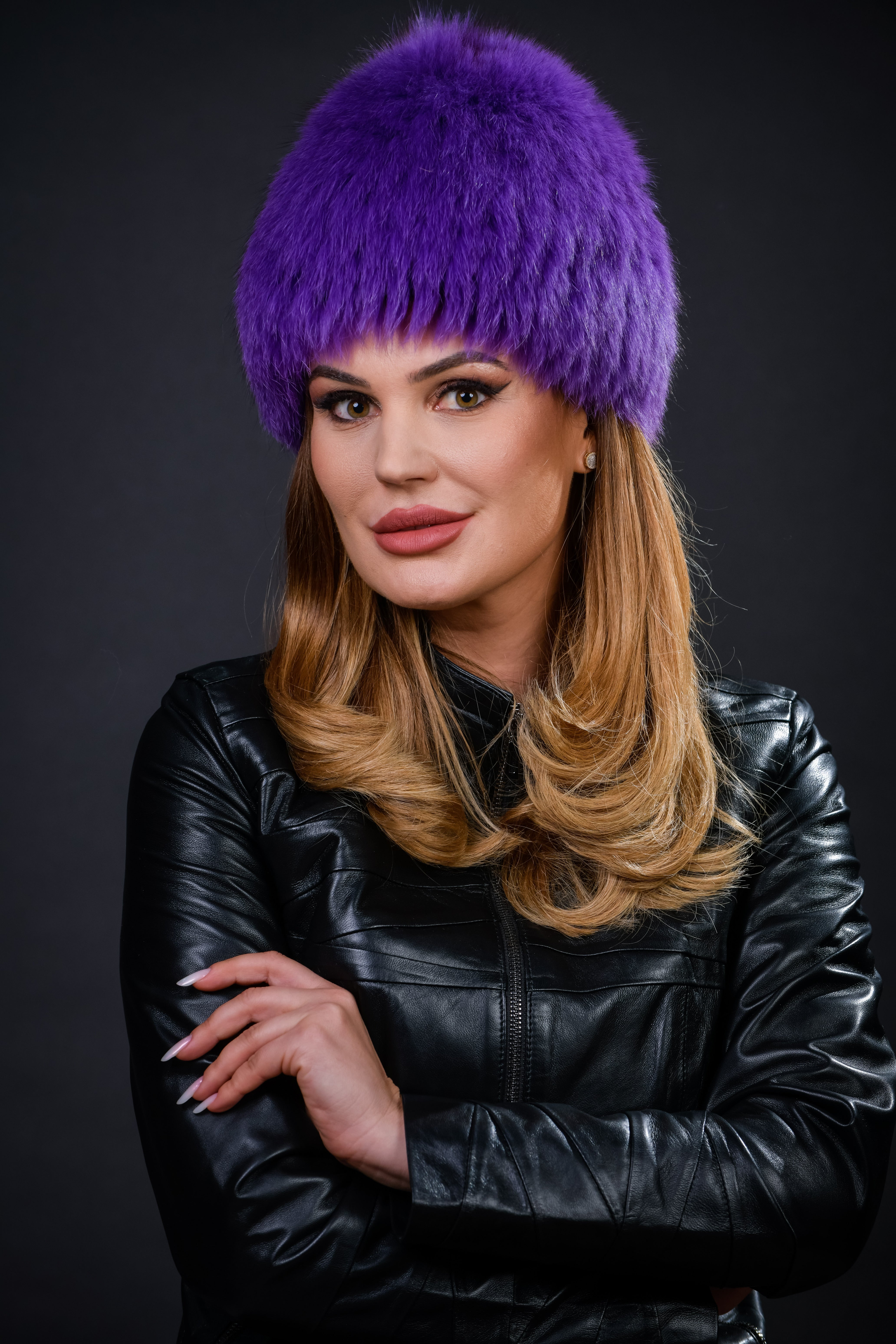 Fes din blană naturală de Vulpe Polara, nuanța mov