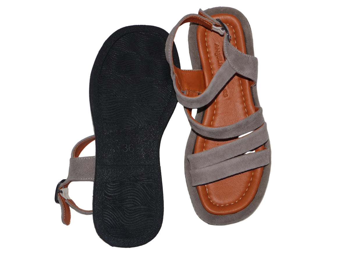 Sandale din piele naturală întoarsă – Taupe