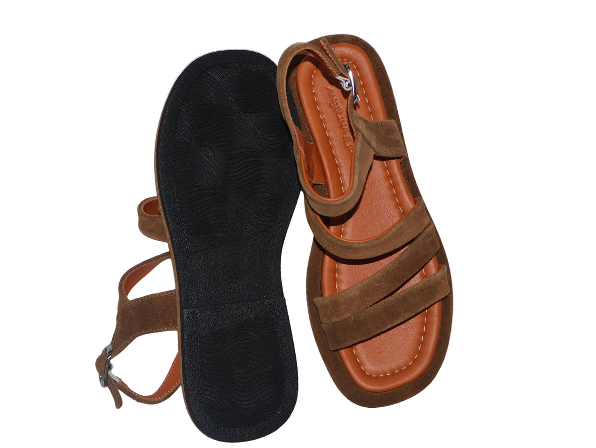 Sandale din piele naturală întoarsă – Maro